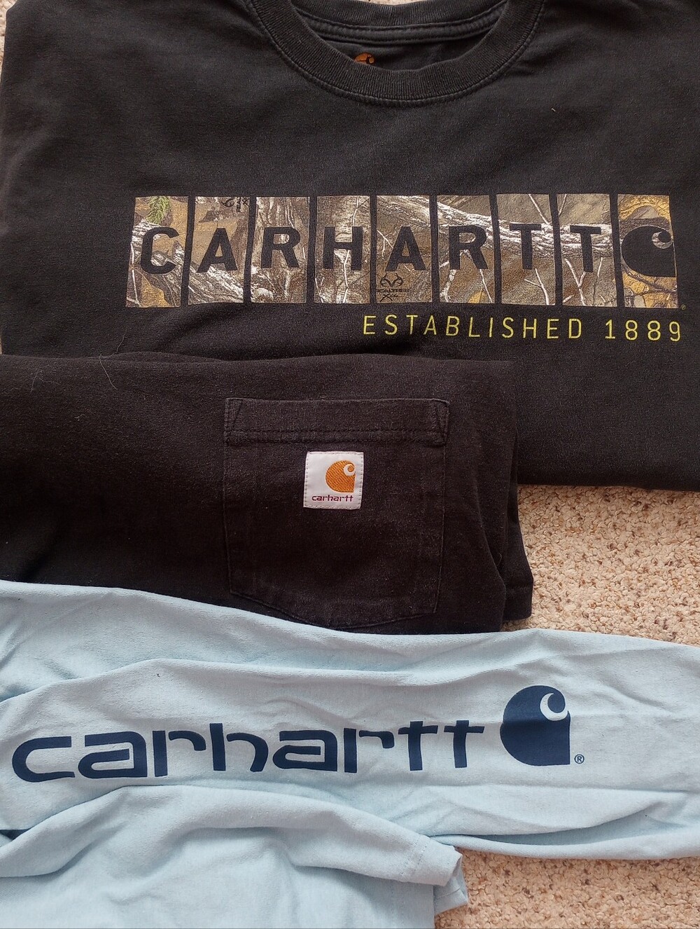 Lot Of Carhartt Long Sleeves Black Camo Blue 2XL / XXL
